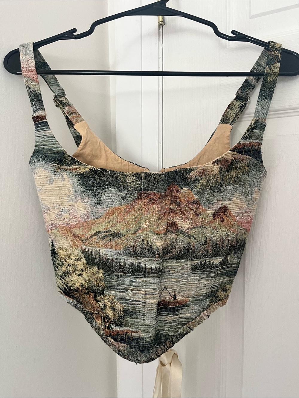 Scenic Tapestry Crop Top - Multi-Color Mountain Print